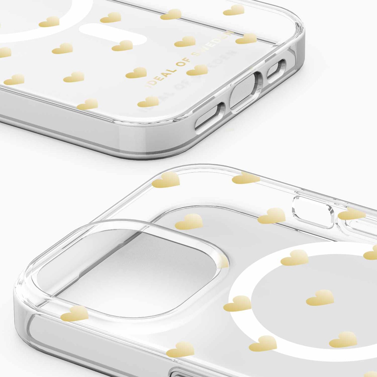 Ideal of Sweden Clear MagSafe Mid Case Golden Hearts for iPhone 16e/15/14/13