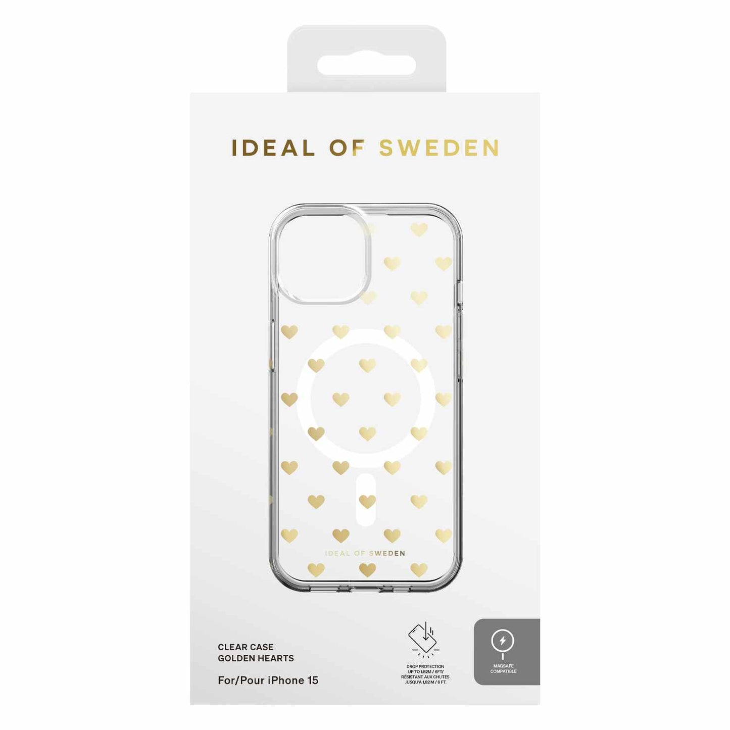 Ideal of Sweden Clear MagSafe Mid Case Golden Hearts for iPhone 16e/15/14/13