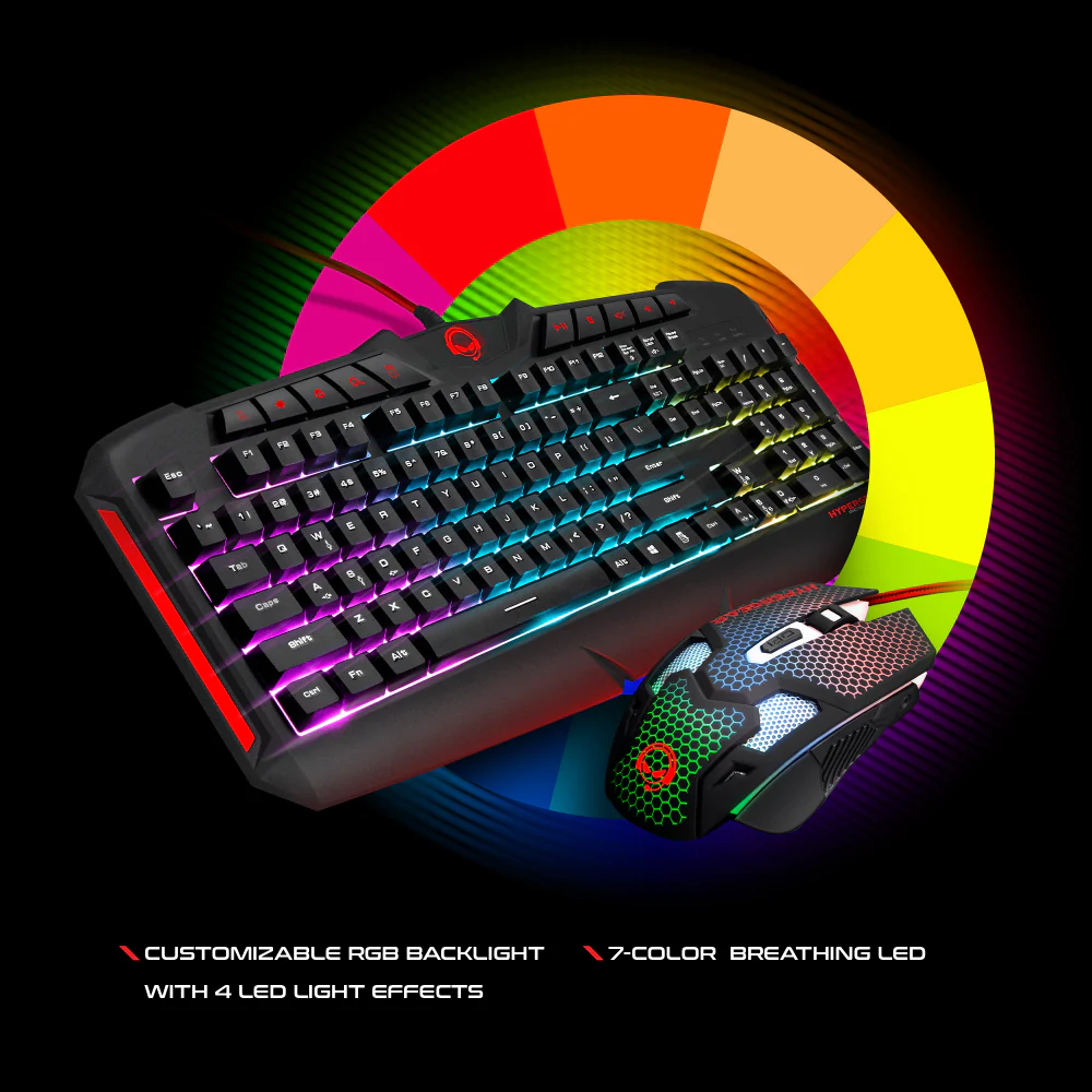 HYPERGEAR RED DRAGON GAMING KIT 4-IN-1 VALUE BUNDLE INCLUDES RGB KEYBOARD 2400DPI GAMING MOUSE GAMING HEADPHONE WITH NOISE CANCELLING MIC LARGE GAMING MOUSE PAD - GekkoTech