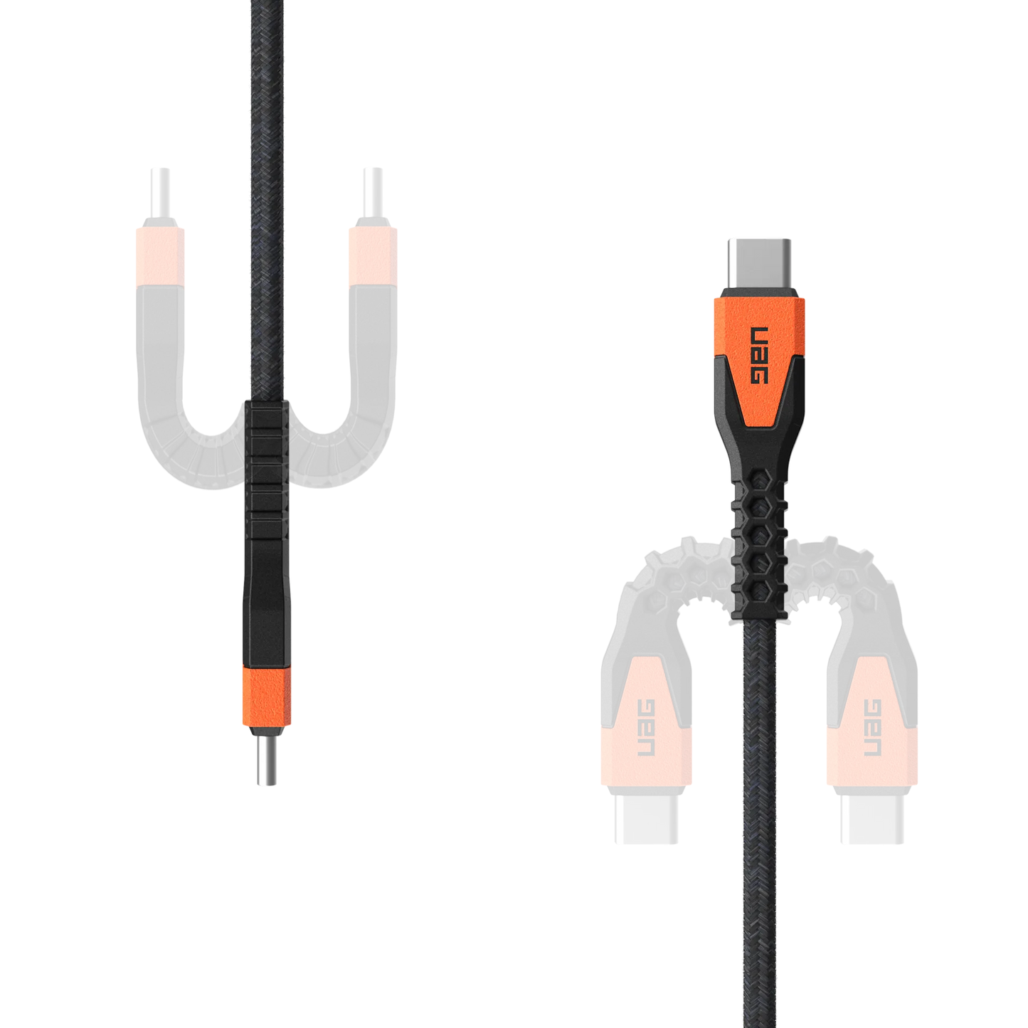 Rugged Kevlar Core USB-C to USB-C Charge/Sync Cable 5ft Black/Orange - GekkoTech