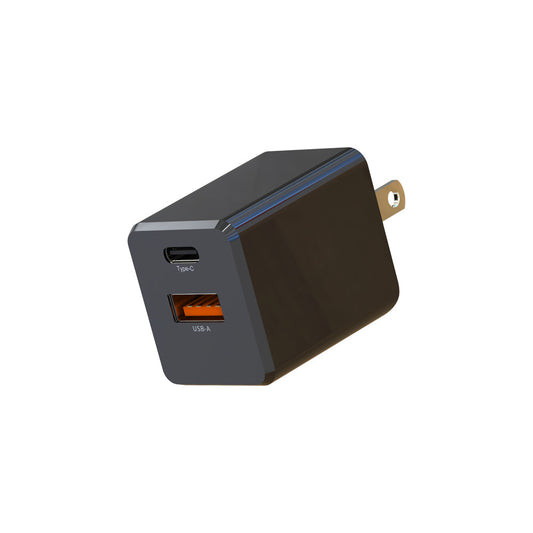 Blu Element Wall Charger Dual USB-C 20W PD and USB-A Black - GekkoTech