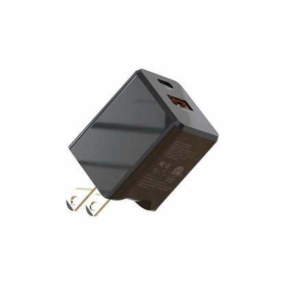 Blu Element Wall Charger Dual USB-C 20W PD and USB-A Black - GekkoTech