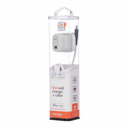 Ventev Wall Charger with Lightning Cable 3.3ft 12W White