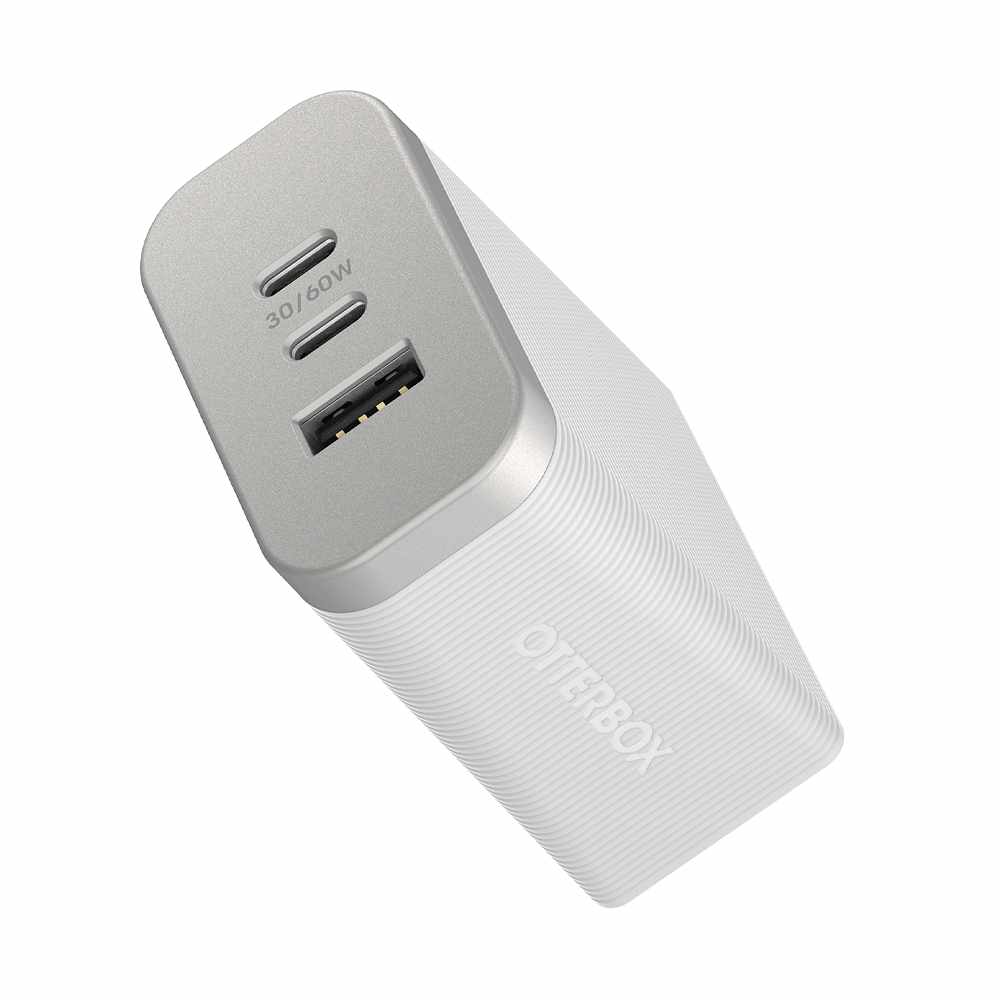 OtterBox Premium Pro Wall Charger 72W PD/PPS 2-Port USB-C & USB-A White w/ Foldable Prongs - GekkoTech