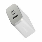 OtterBox Premium Pro Wall Charger 72W PD/PPS 2-Port USB-C & USB-A White w/ Foldable Prongs - GekkoTech