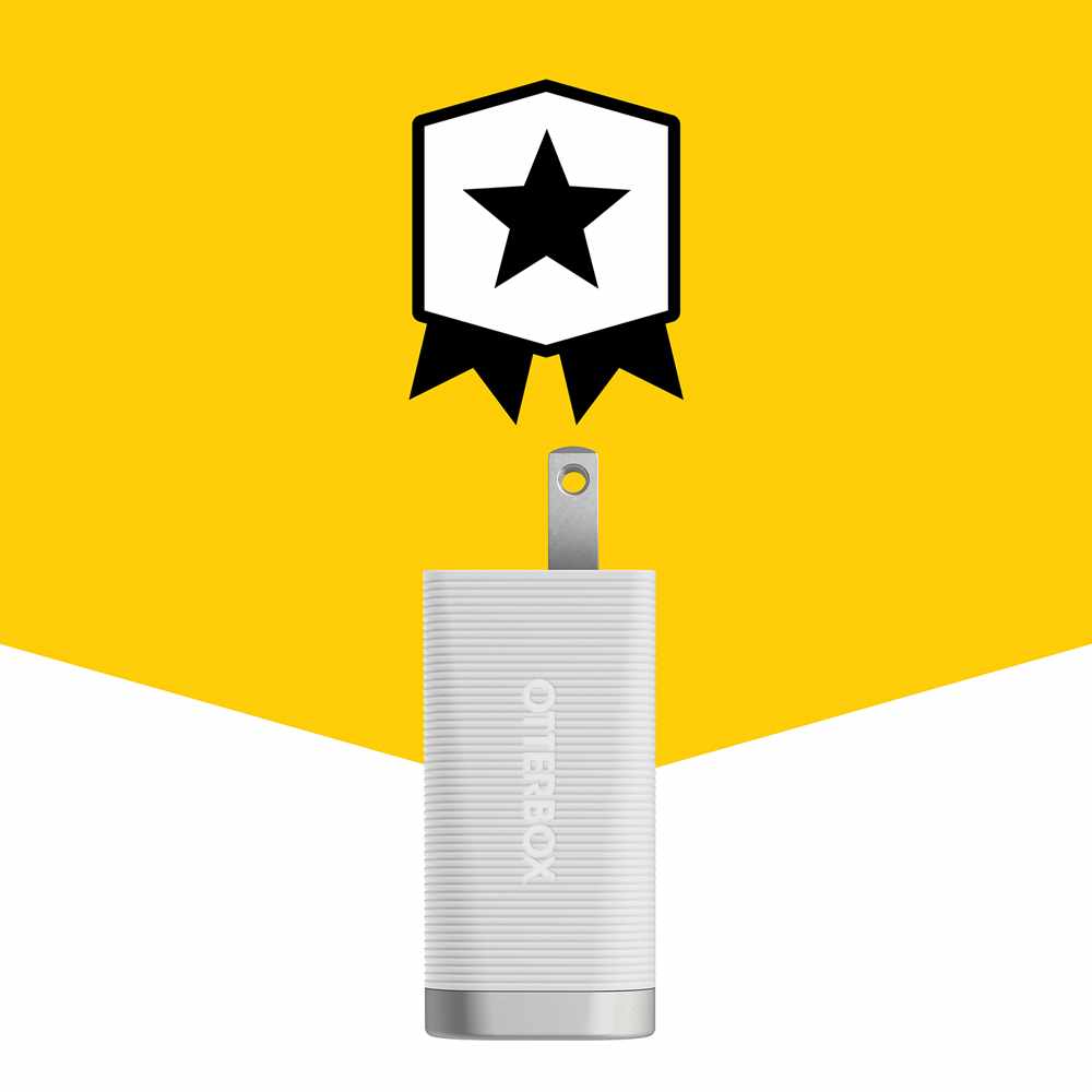 OtterBox Premium Pro Wall Charger 72W PD/PPS 2-Port USB-C & USB-A White w/ Foldable Prongs - GekkoTech