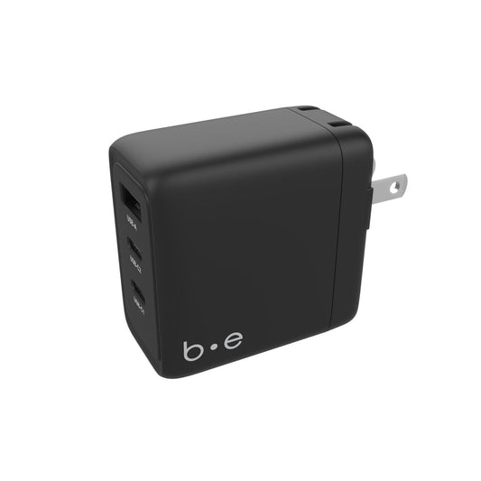 Blu Element Wall Charger 3 Port 65W Power Delivery 2USB-C and USB-A Black Matte - GekkoTech