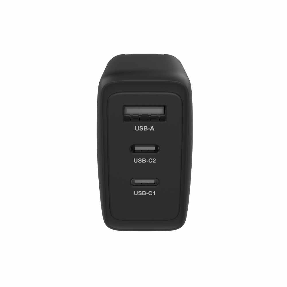 Blu Element Wall Charger 3 Port 65W Power Delivery 2USB-C and USB-A Black Matte - GekkoTech
