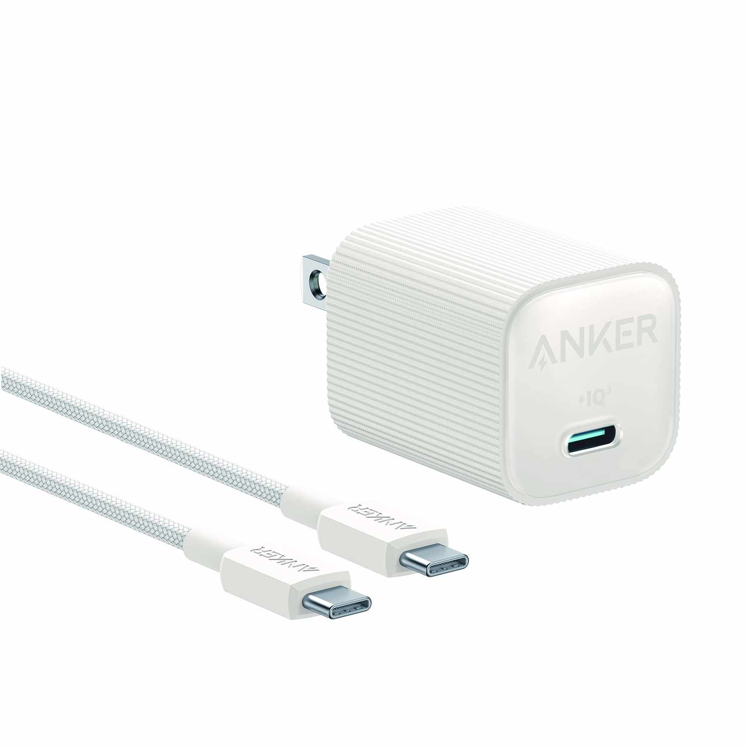 Anker Nano Wall Charger 30W USB-C White with USB-C AKSD Brained 3ft Cable - GekkoTech