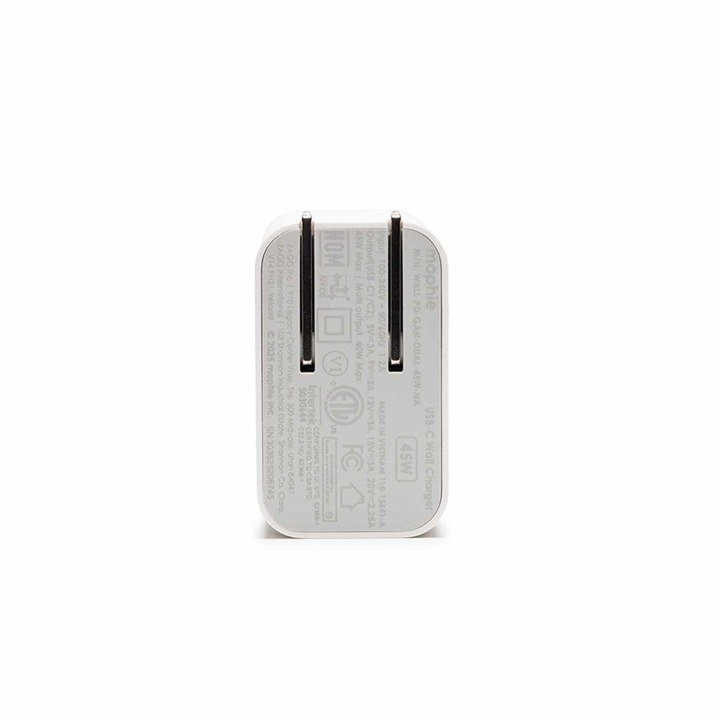 mophie Wall Charger 70W PD 2-Port USB-C White