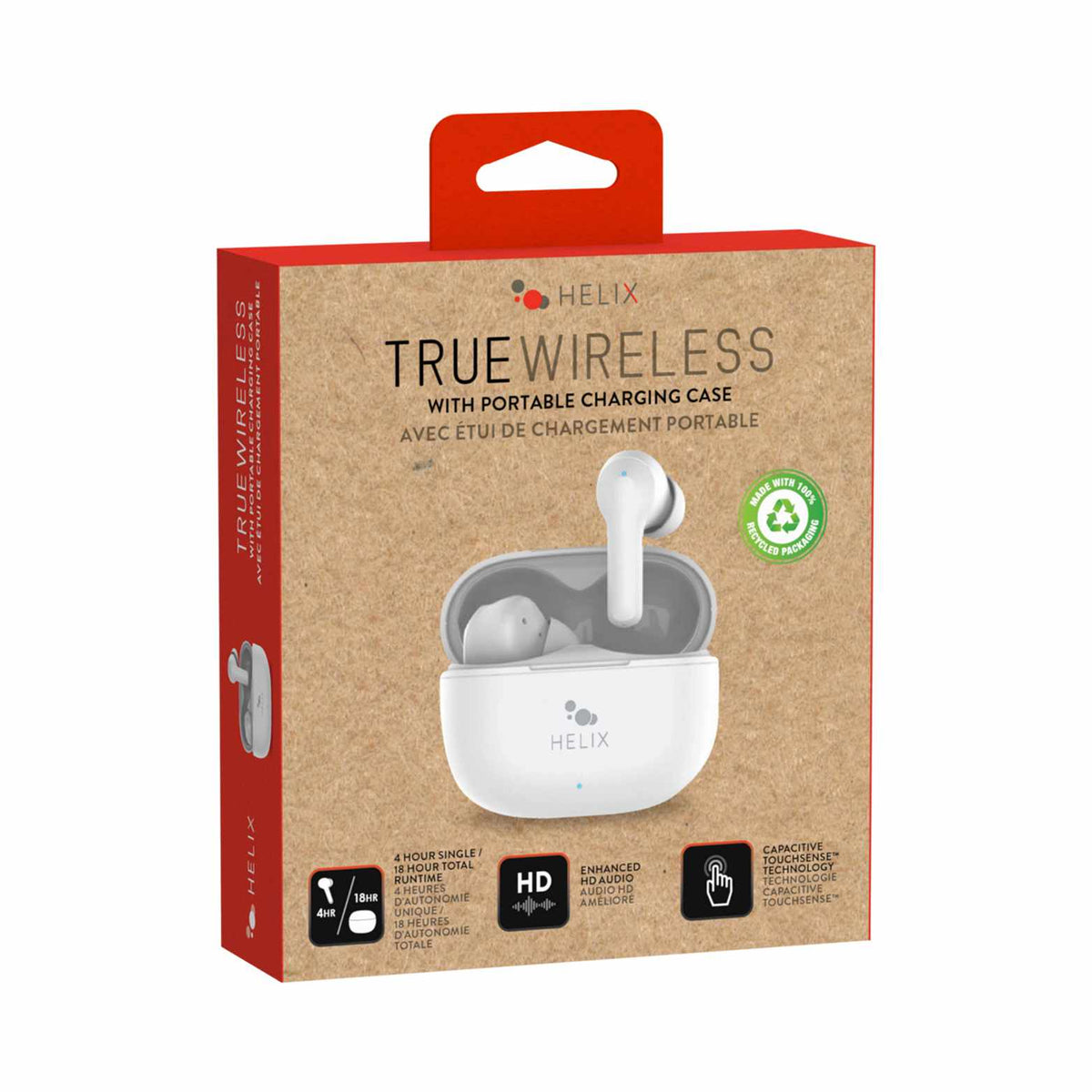 Helix/Retrak True Wireless Earbuds White (Made with Recycled Packaging)