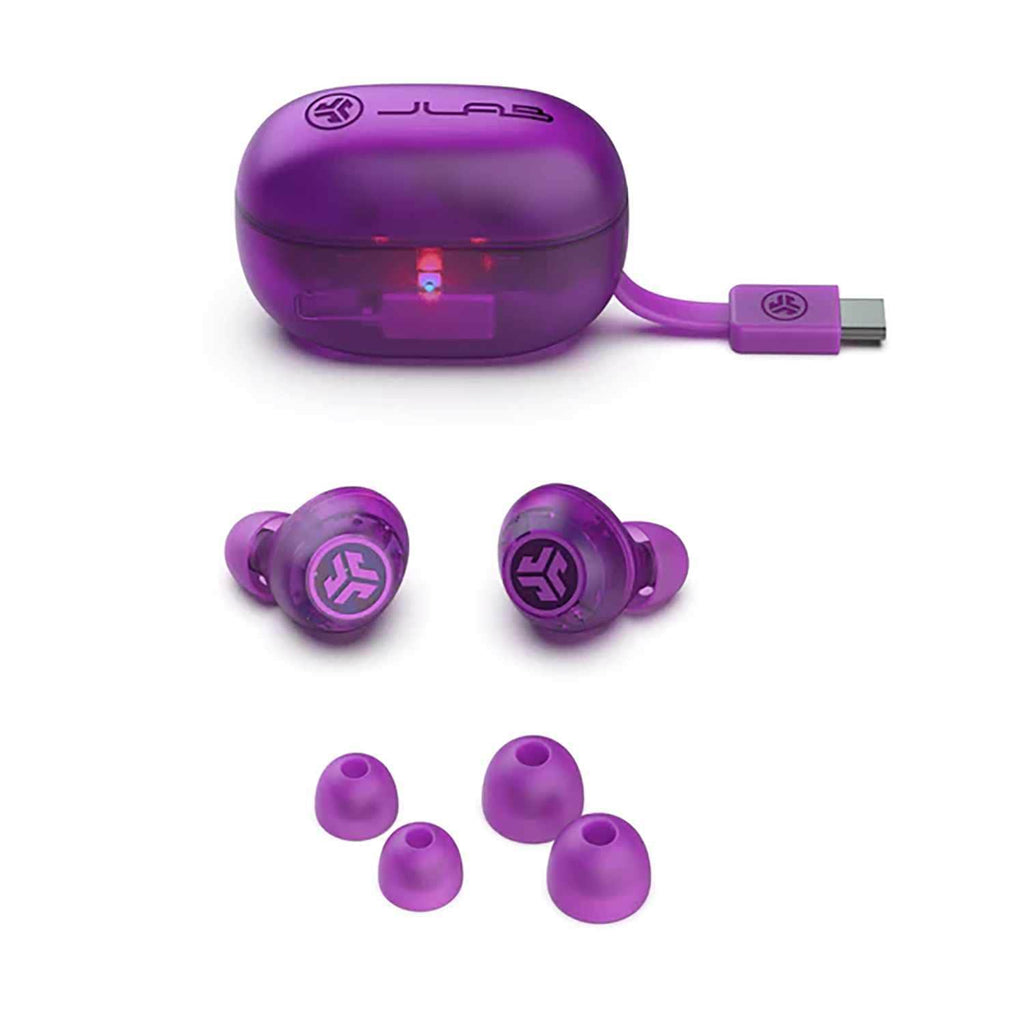 JLab Go Pop True Wireless Earbuds with Active Noise Cancellation Transparent Purple - GekkoTech