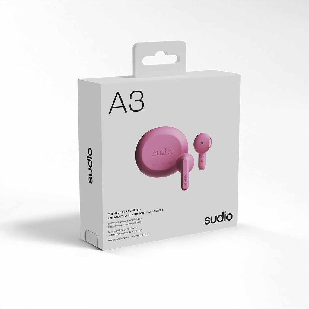 Sudio A3 True Wireless Earbuds Pink - GekkoTech