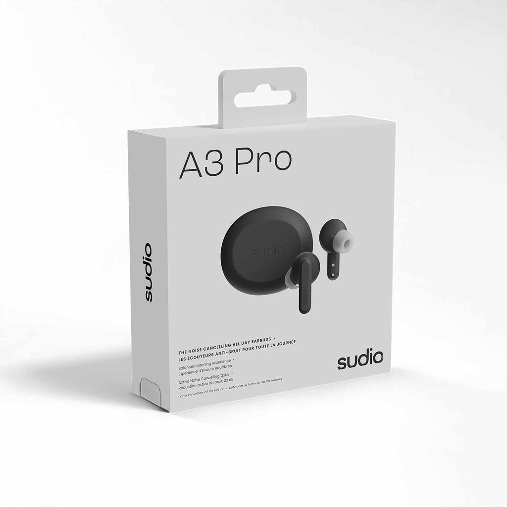 Sudio A3 Pro ANC Wireless Earbuds Black - GekkoTech
