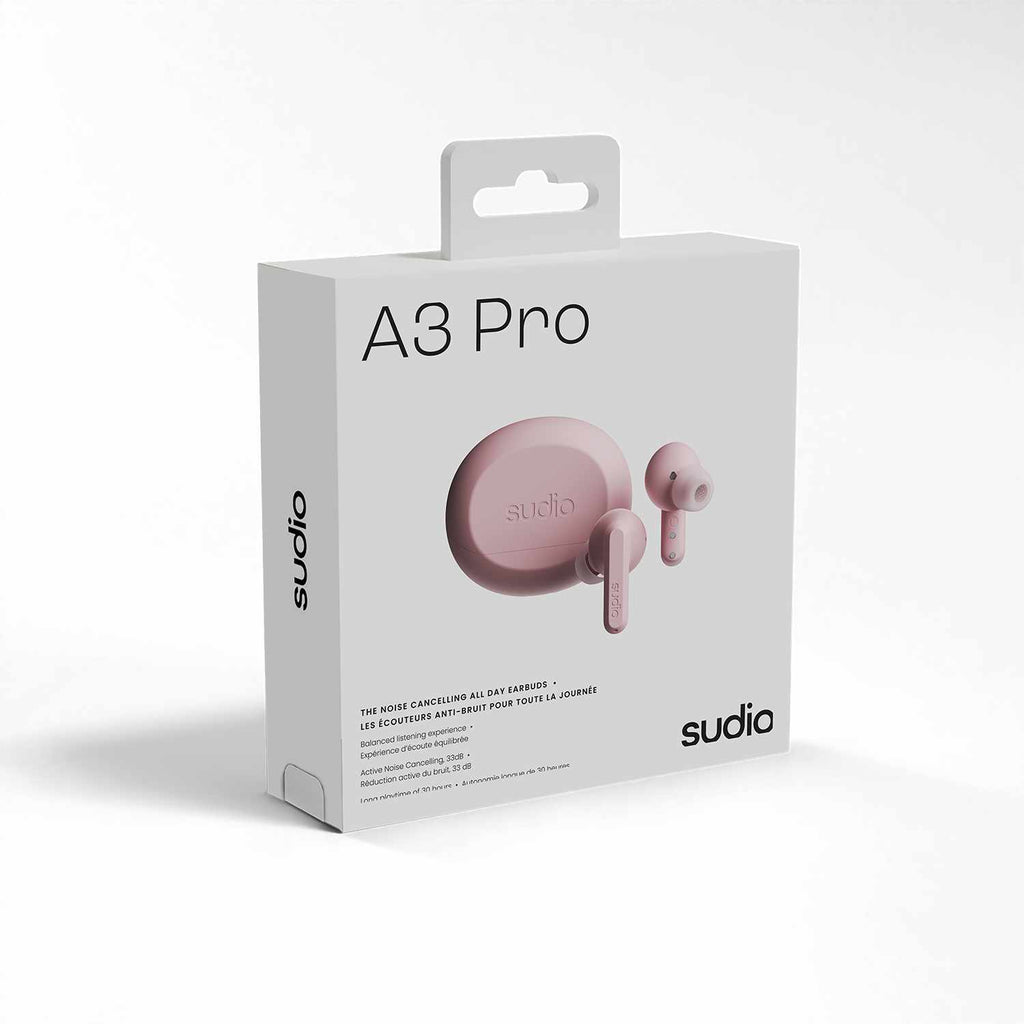 Sudio A3 Pro ANC Wireless Earbuds Pink - GekkoTech