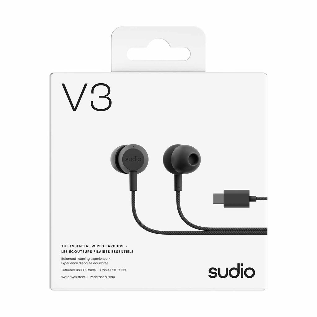 Sudio V3 Wired Earbuds Black - GekkoTech