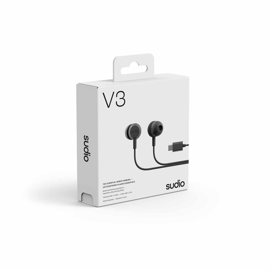 Sudio V3 Wired Earbuds Black - GekkoTech