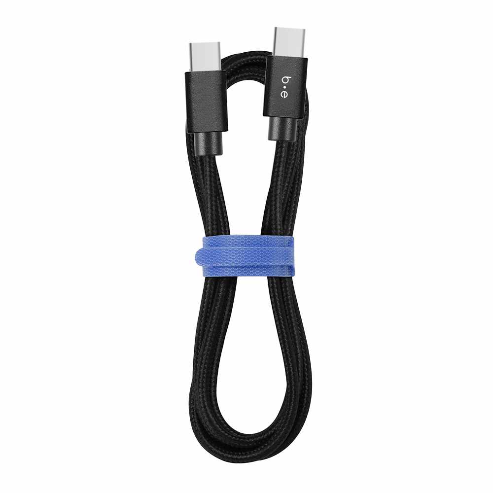 Blu Element Braided Charge/Sync USB-C to USB-C Cable 10ft Black 60W - GekkoTech