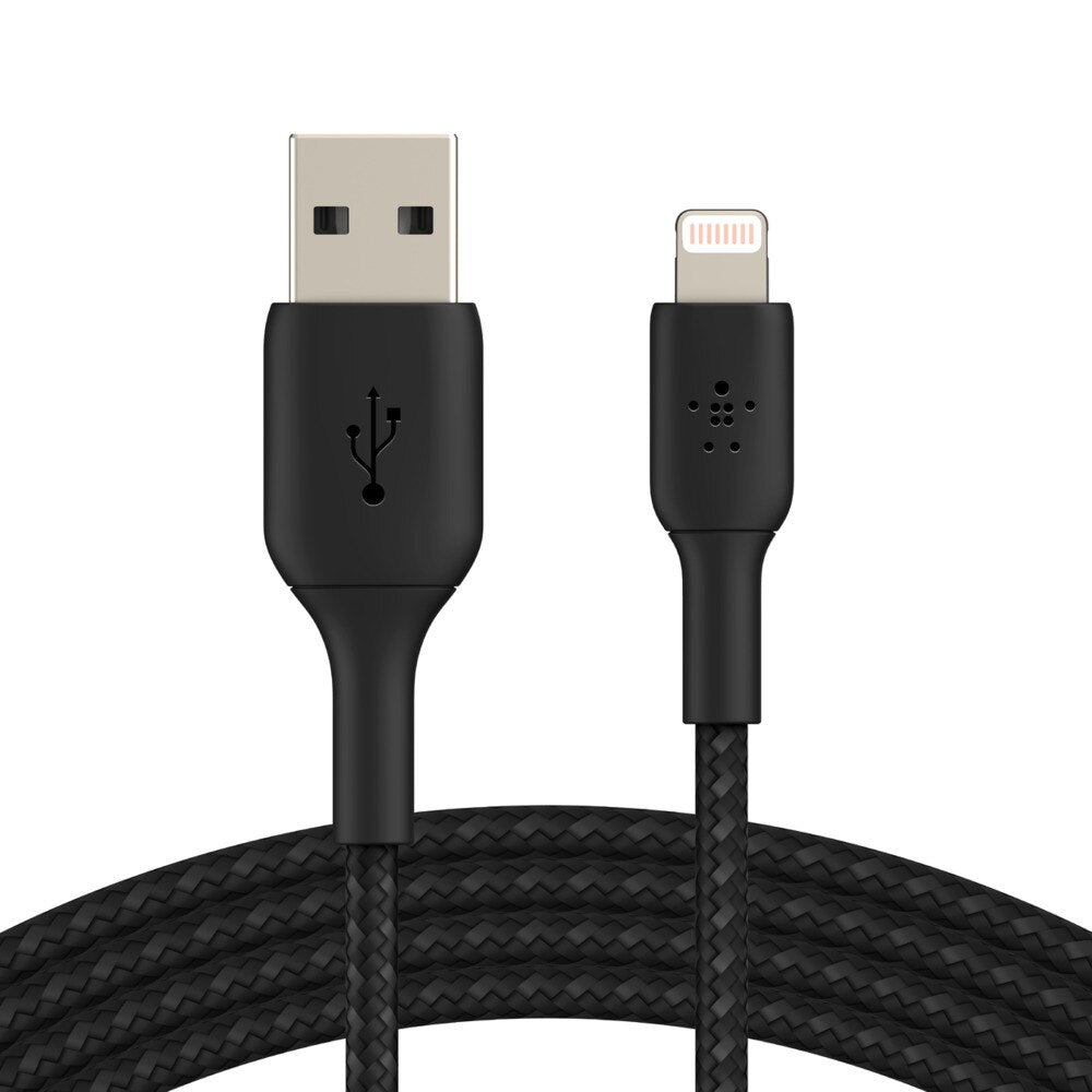 Belkin Charge/Sync BoostCharge Braided Lightning to USB-A Cable 6ft Black - GekkoTech