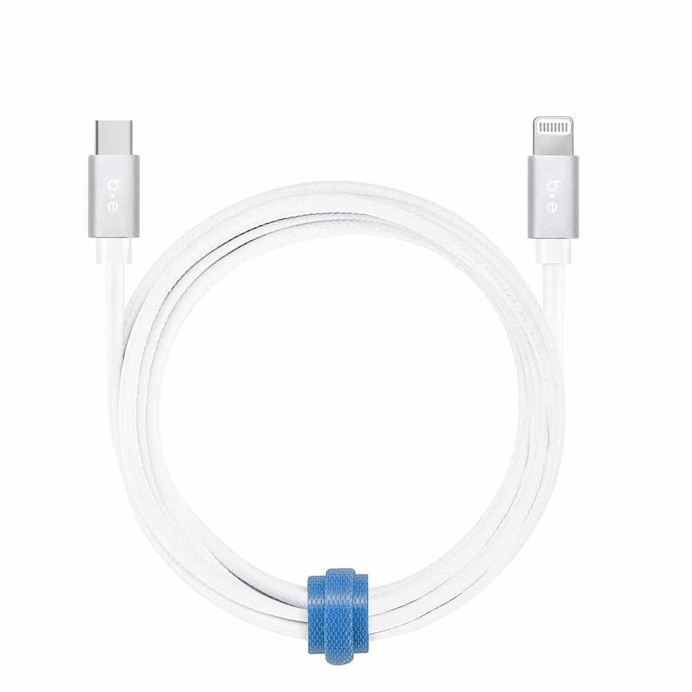 Blu Element Braided Charge/Sync USB-C to Lightning Cable 6ft White - GekkoTech