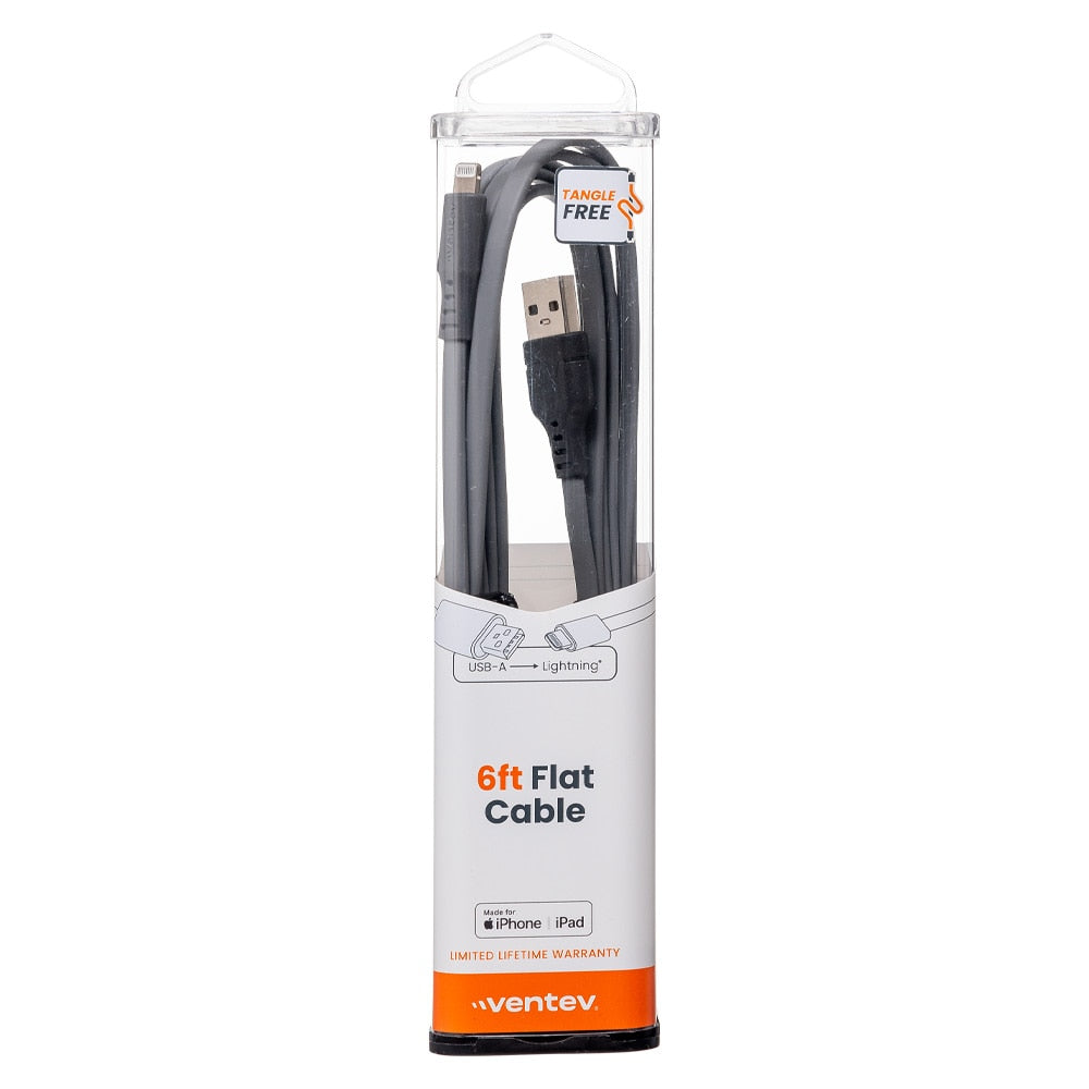Ventev USB-A to Lightning Coiled Cable 6ft Grey