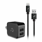 Nimble Wally Duo Wall Charger 12W 2-Ports USB-A with USB-A to Lightning cable Black