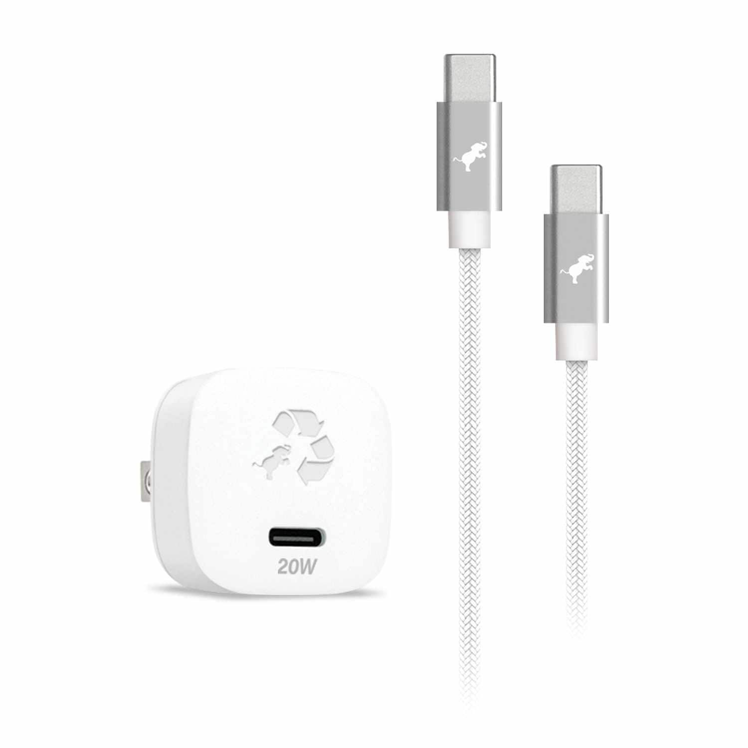 Nimble 20W Bundle with USB-C to USB-C Cable White - GekkoTech