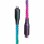 Helix/Retrak Lucid Charge LED Lightning to USB-C Cable Multi-Color