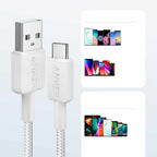 Anker USB-A to USB-C Braided Cable 3ft  White - GekkoTech