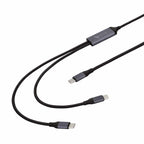 Helix/Retrak 100W 2-in-1 USB C to Dual USB-C Cable Black