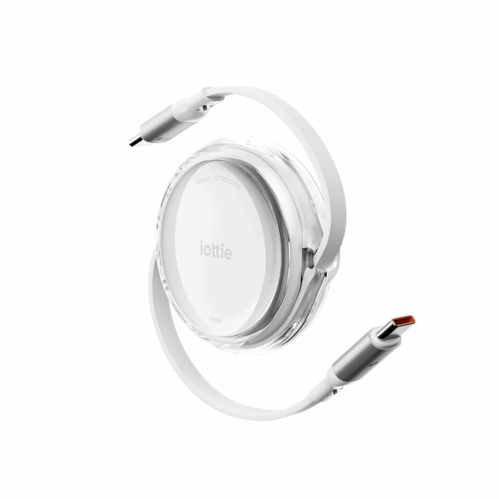 iOttie Retractable Cable 100W USB-C to USB-C (set of 2) 3ft White