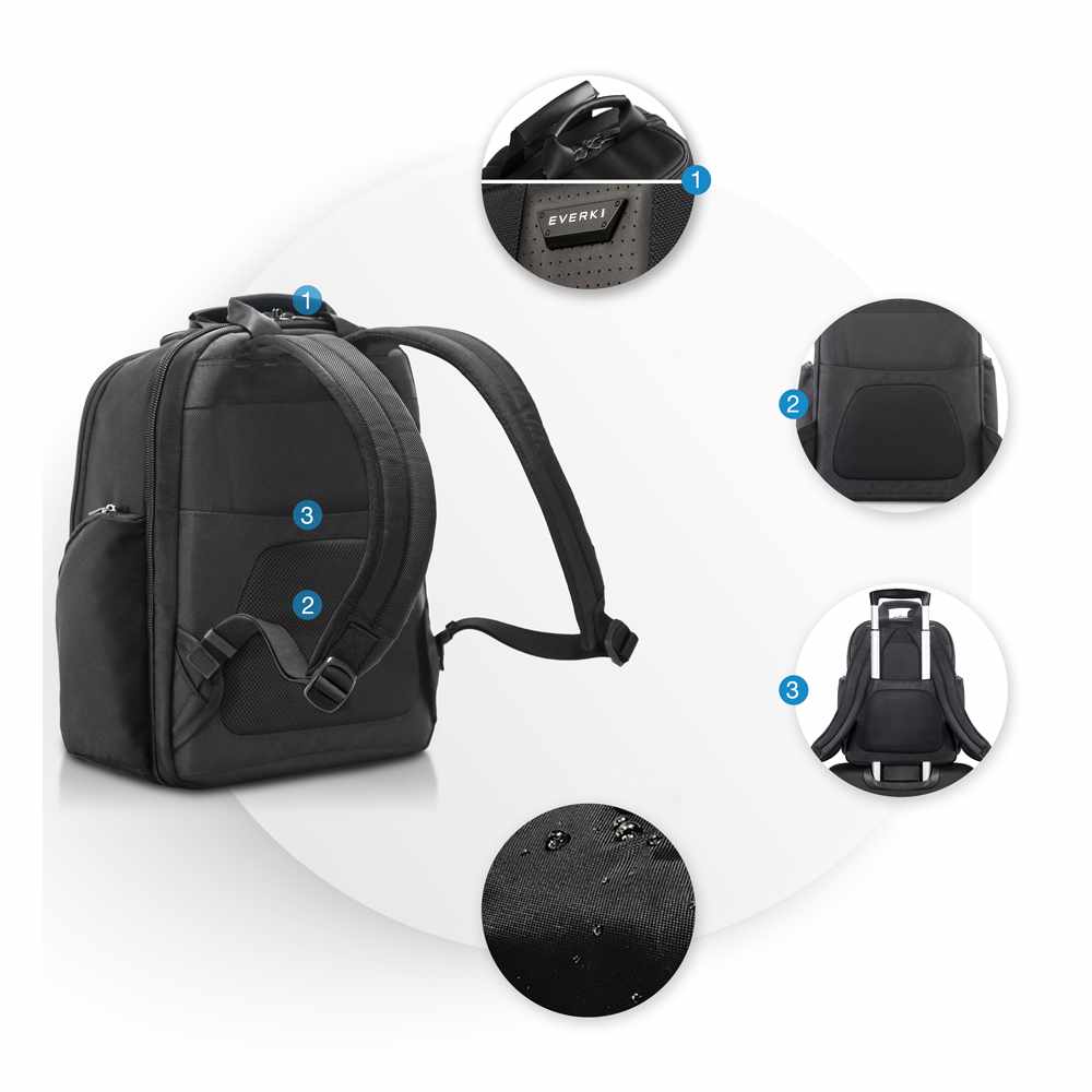 Everki Versa 2 Premium Laptop Backpack Black - GekkoTech