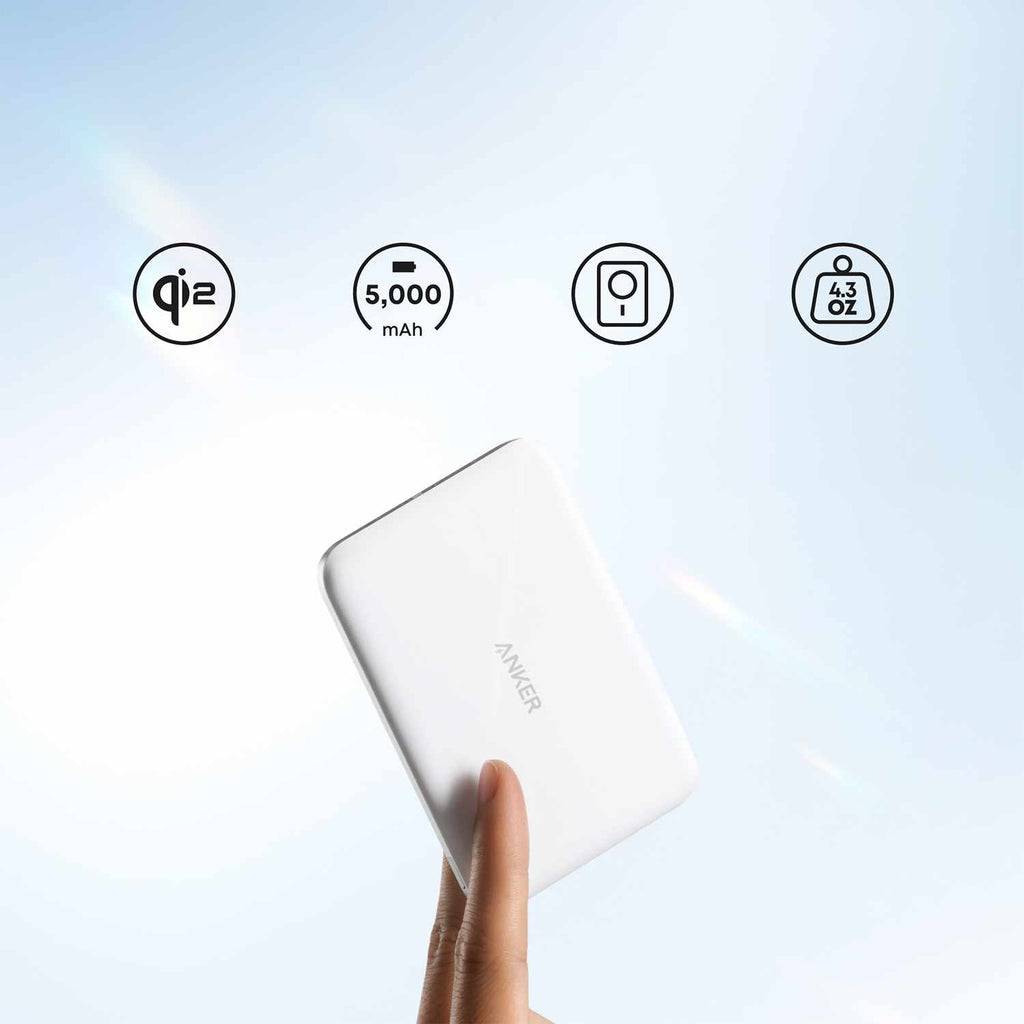 Anker Nano Slim Qi2 Wireless  Power Bank 5.000 mAh 15W White - GekkoTech