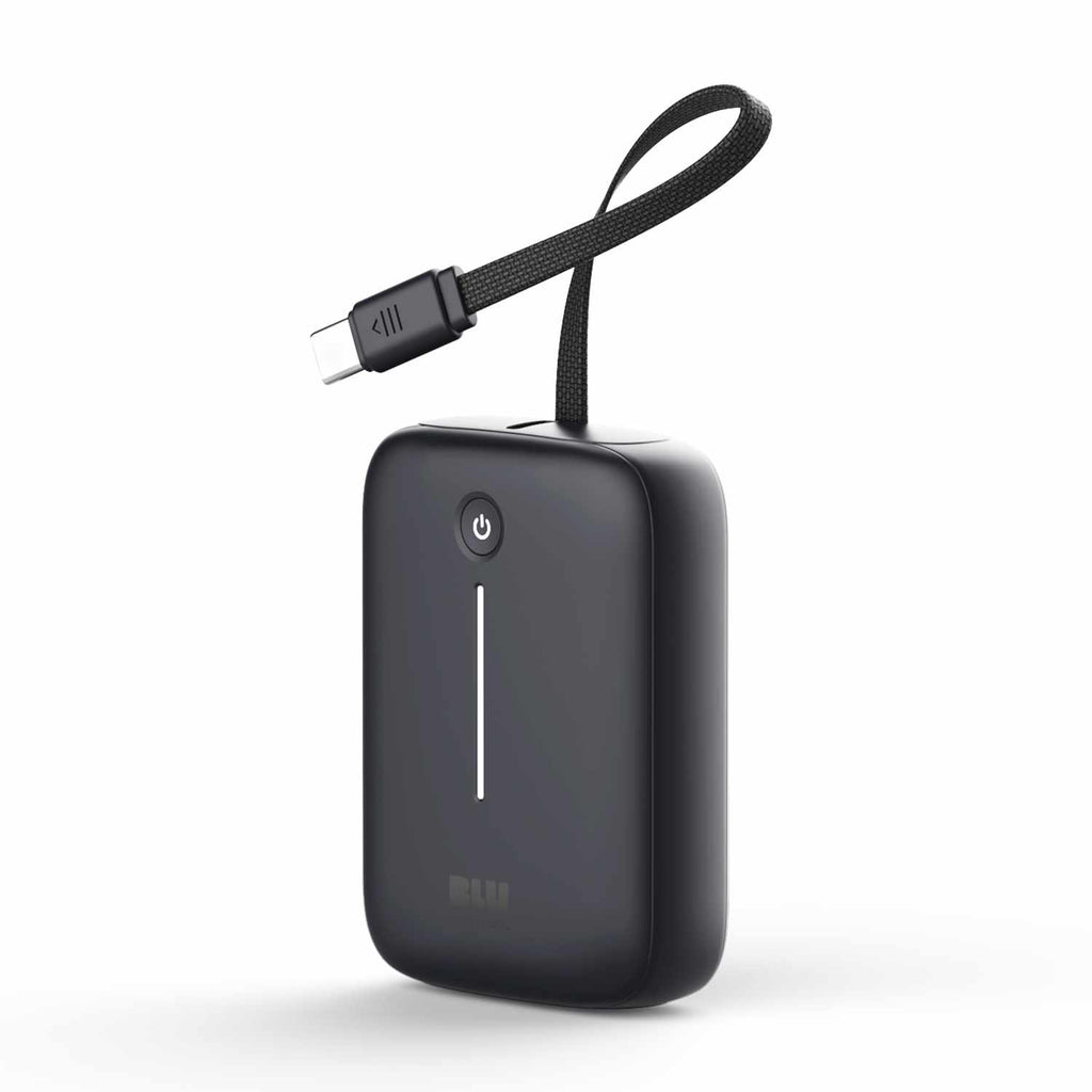 Blu Element PowerFlex 10K mAh 20W PD Power Bank with Built-In USB-C Cable Black - GekkoTech