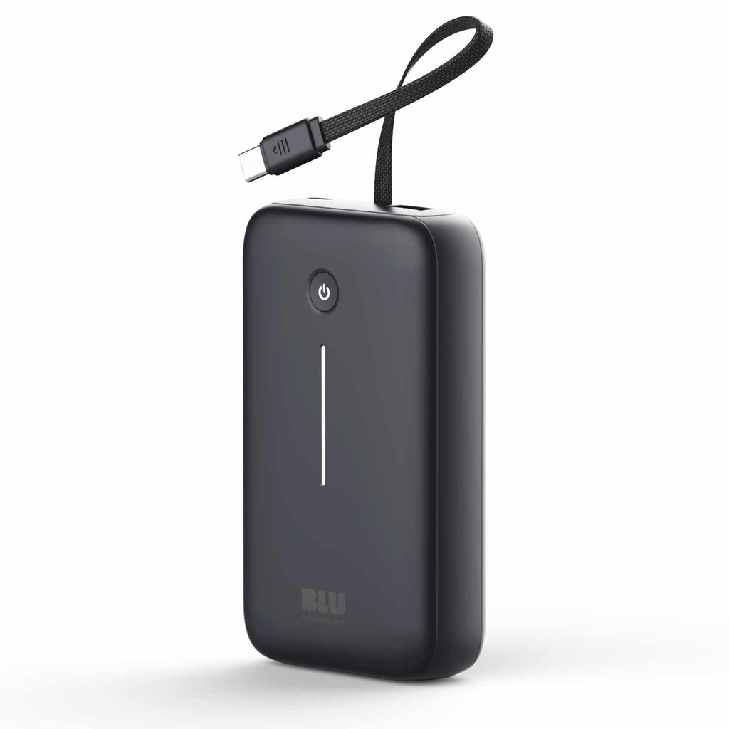 Blu Element PowerFlex 20K mAh 30W PD Power Bank with Built-In USB-C Cable Black - GekkoTech