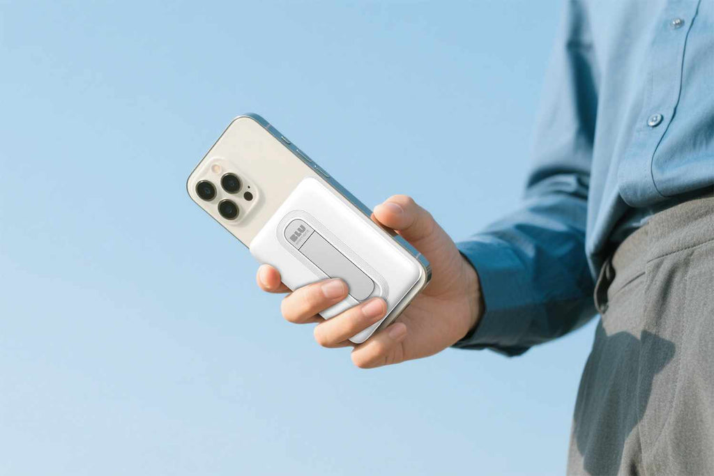 Blu Element Qi2 SLIM Wireless Power Bank with Kickstand 5K White