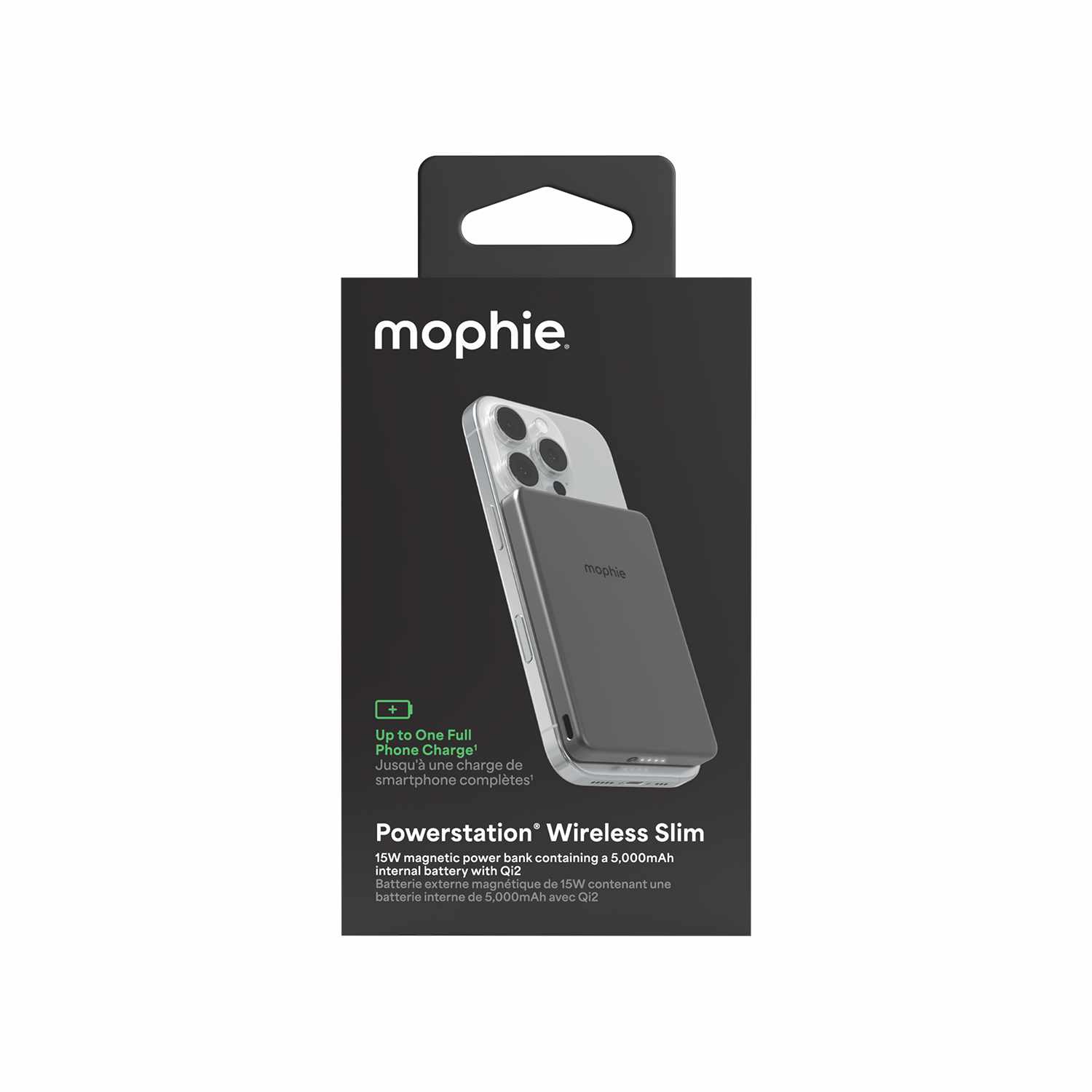 mophie Powerstation Qi2 Wireless Slim Power Bank 5000mAh 15W PD USB-C with USB-C Cable Black - GekkoTech