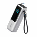 Anker 25000 mAh Power Bank 165W with Built-In USB-C and Retractable Cable Silver