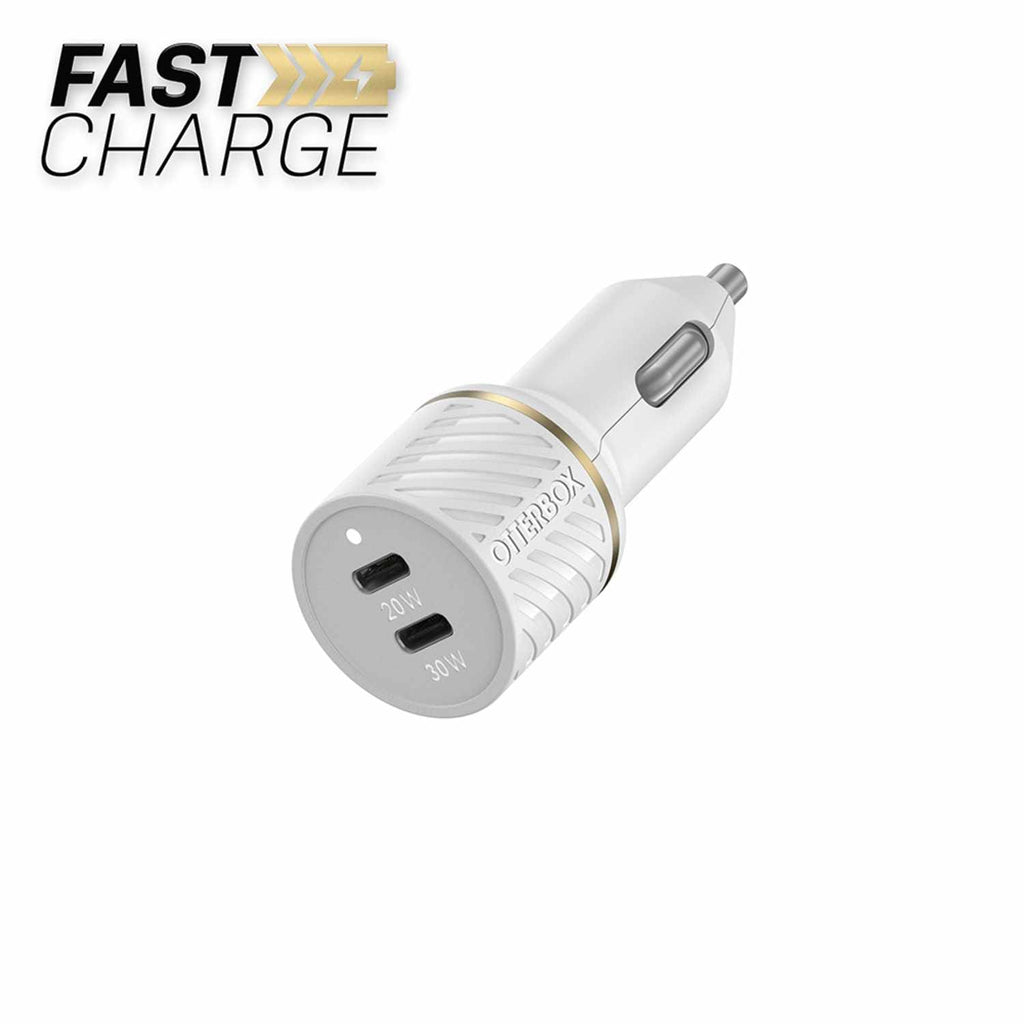 OtterBox Premium Car Charger 50W PD/PPS 2-Port USB-C White - GekkoTech