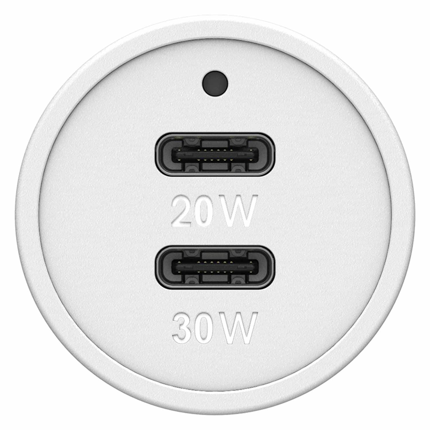 OtterBox Premium Car Charger 50W PD/PPS 2-Port USB-C White - GekkoTech