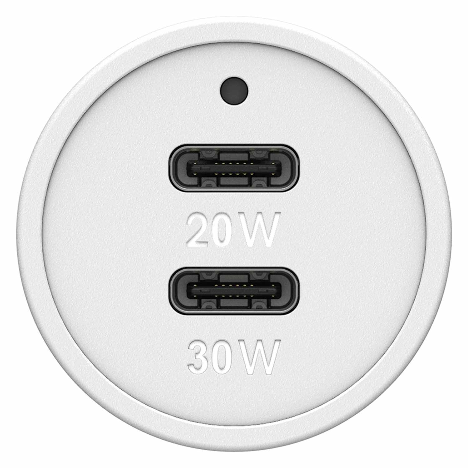 OtterBox Premium Car Charger 50W PD/PPS 2-Port USB-C White