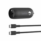 Belkin Boost Charge Car Charger 30W PD/PPS USB-C with USB- C to USB-C Cable Black - GekkoTech