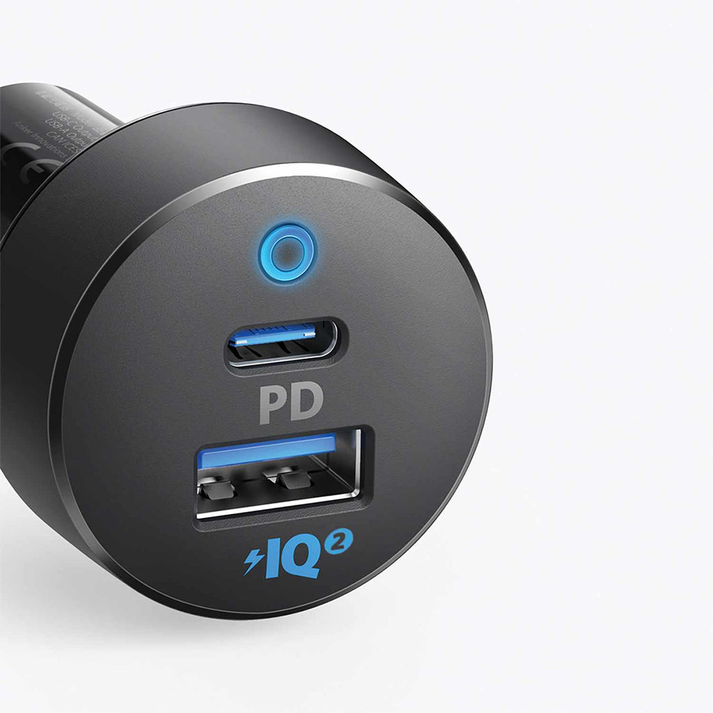 Anker Car Charger 35W 2-Port USB-A/USB-C Black with USB-C Cable - GekkoTech