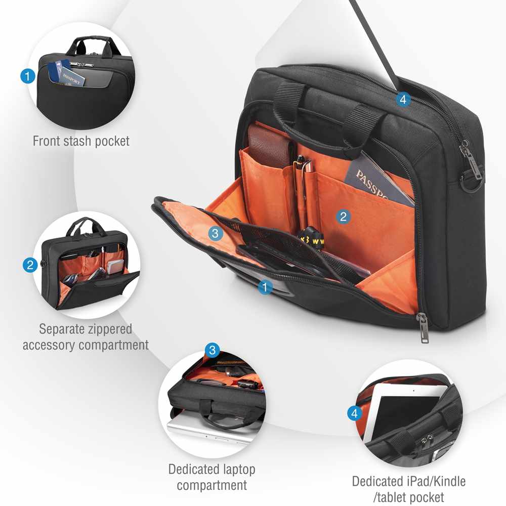 Everki Advance Laptop Bag/Briefcase up to 11.6 inch Black - GekkoTech