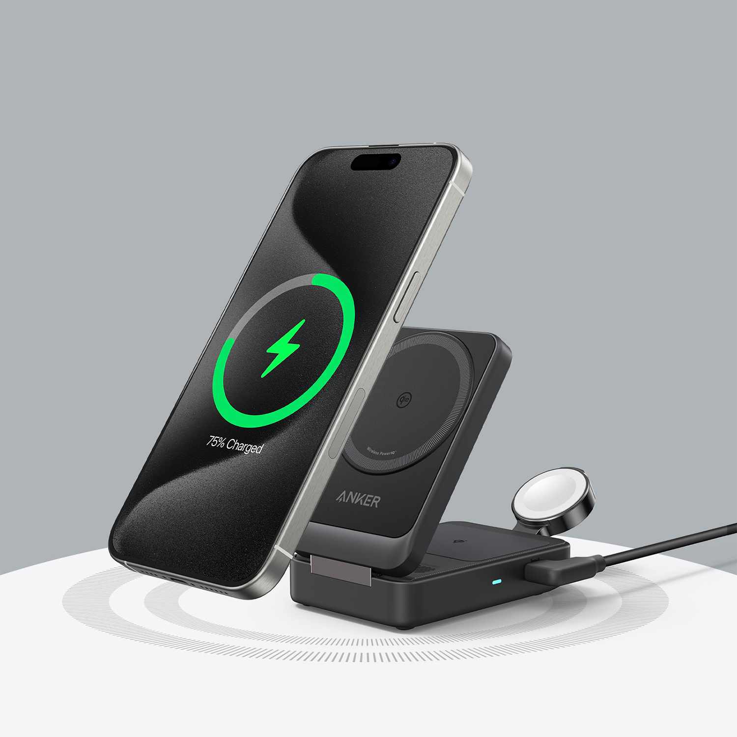 Anker MagGo Qi2 3-in-1 Wireless Charging Station 15W Black