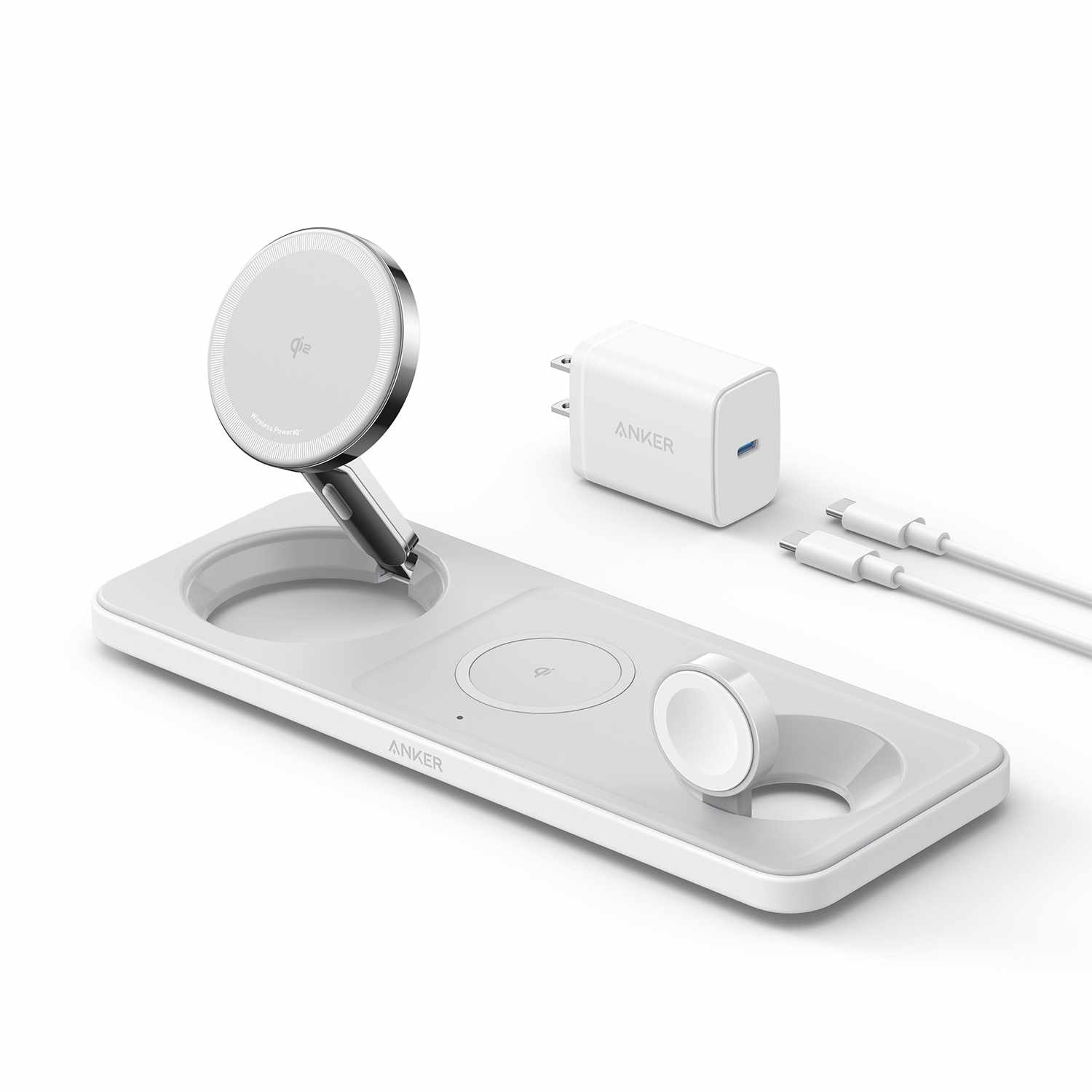 Anker MagGo Qi2 3-in-1 Wireless Charging Station 15W White