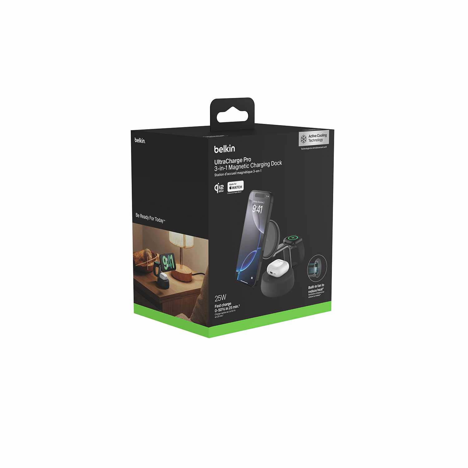 Belkin UltraCharge Pro Qi2 3-in-1 Charging Dock 25W Charcoal