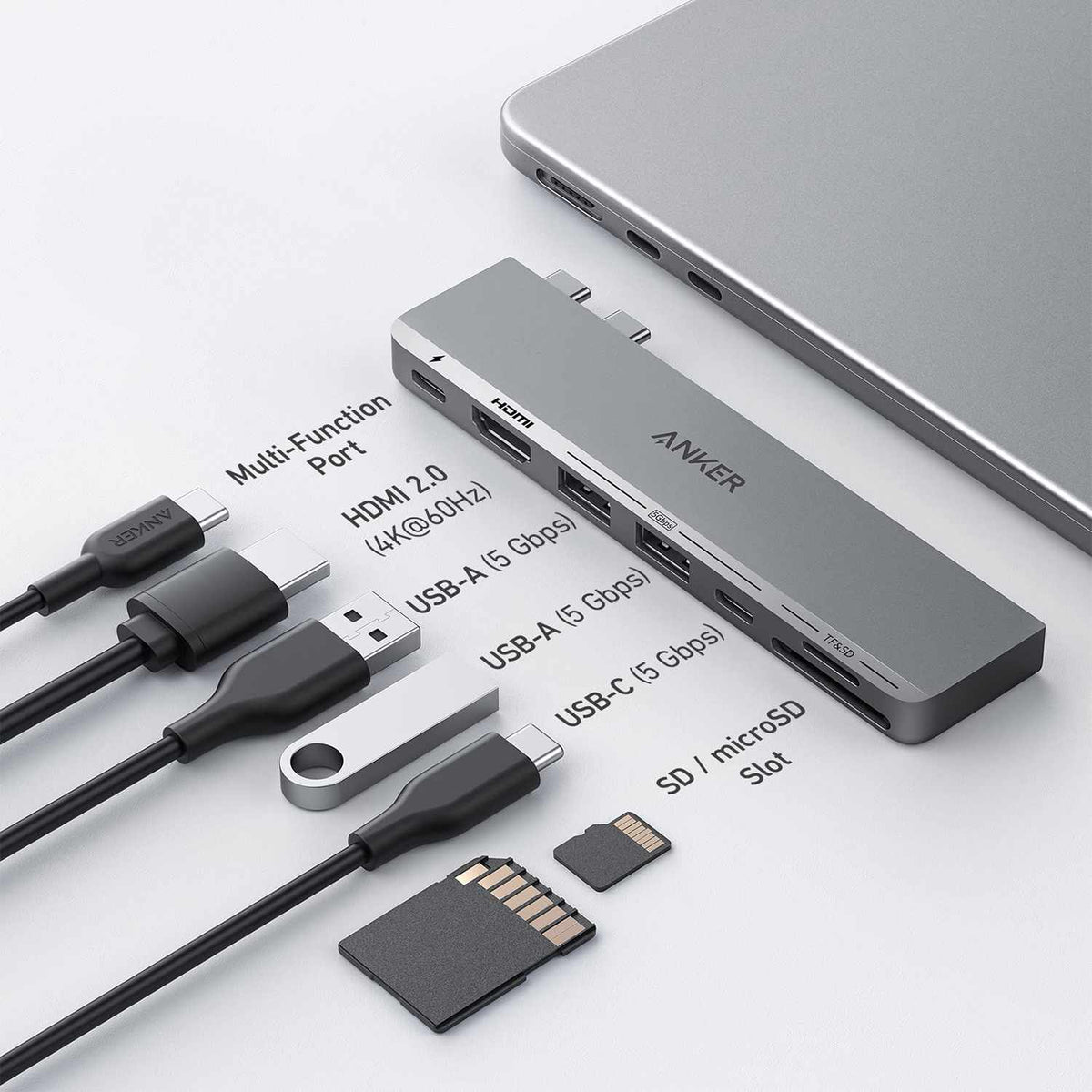 Anker PowerExpand Direct 7-in-2 USB-C Hub Gray for MacBook