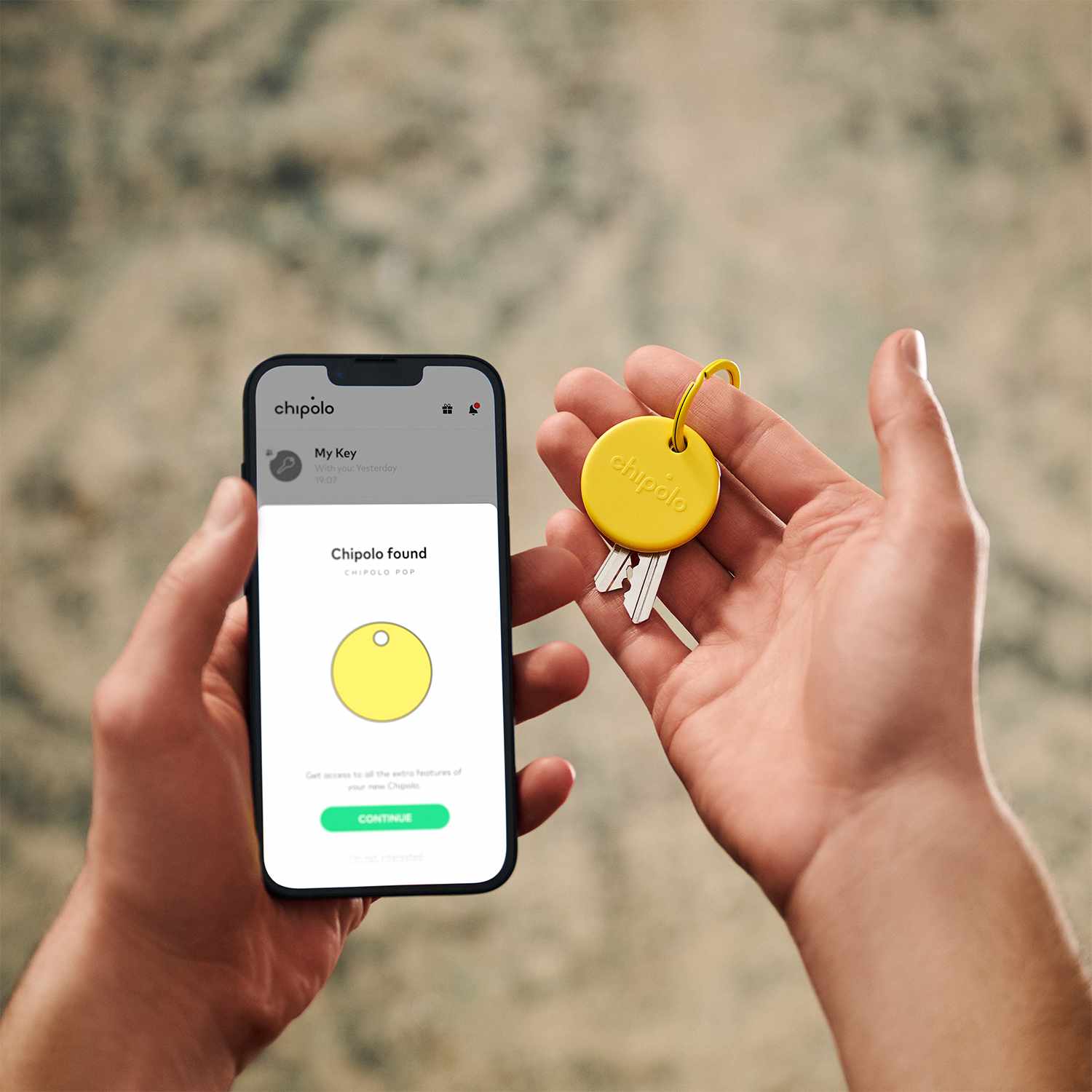 Chipolo POP Tracking Tag (Works with Google’s Find My Device or Apple Find My) Yellow
