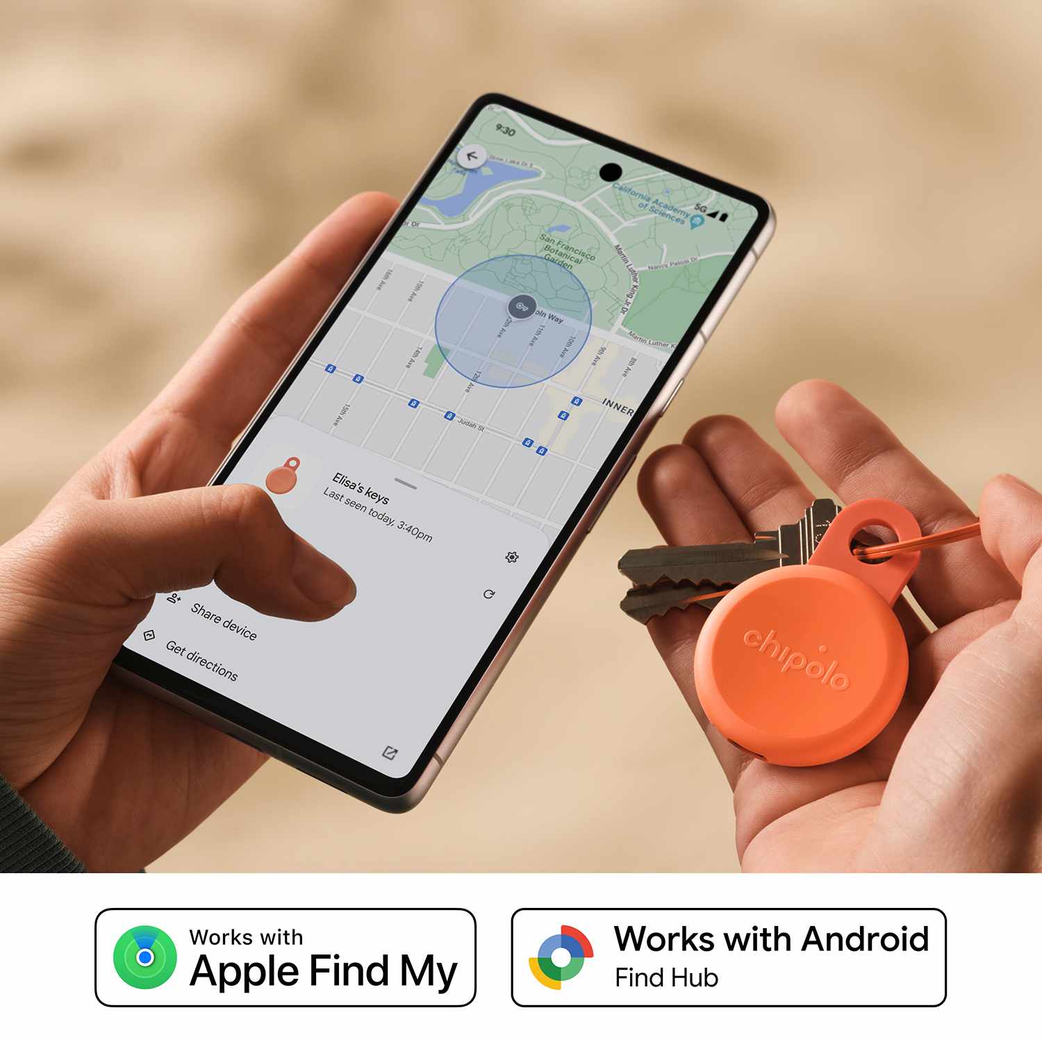 Chipolo LOOP Tracking Tag (Works with Android's Find Hub Device or Apple Find My) Coral